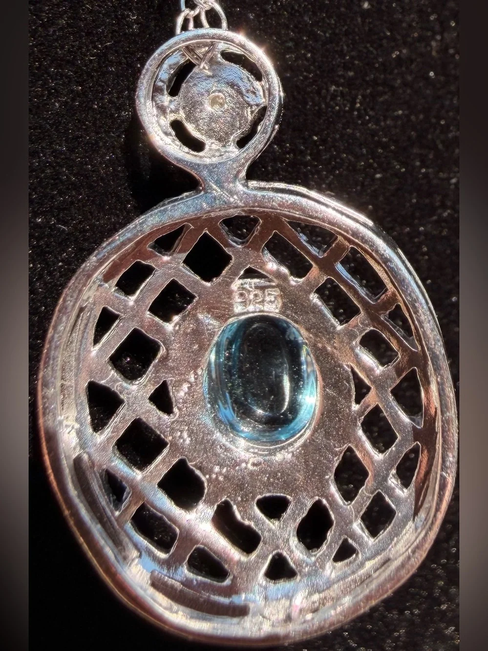 Sterling Silver Sky Blue Topaz & Diamond Necklace Earring Set NWT